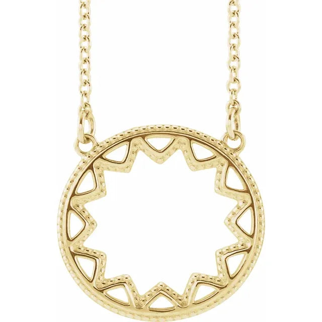 14K Milgrain Sun 16-18" Necklace