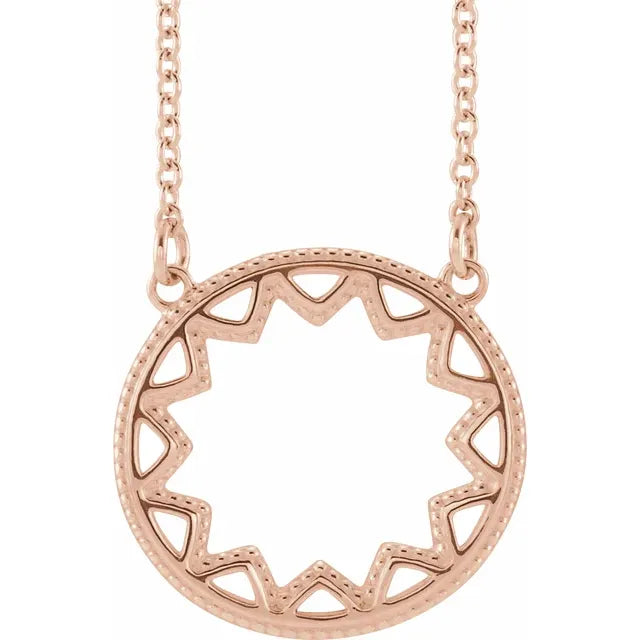 14K Milgrain Sun 16-18" Necklace