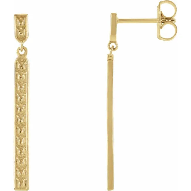 14K Sculptural Bar Earrings