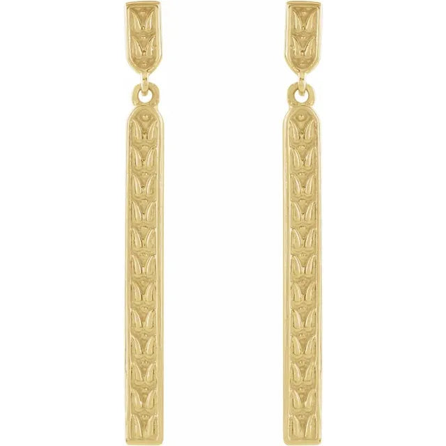 14K Sculptural Bar Earrings
