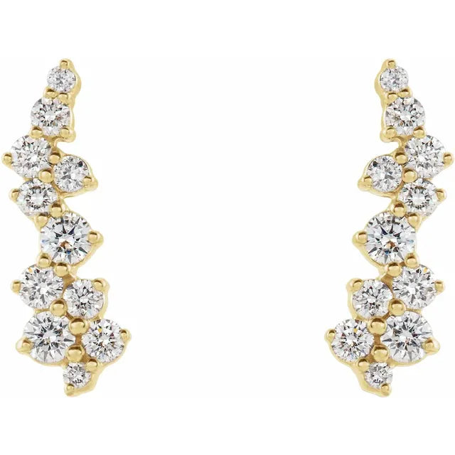 14K 1/3 CTW Natural Diamond Ear Climbers
