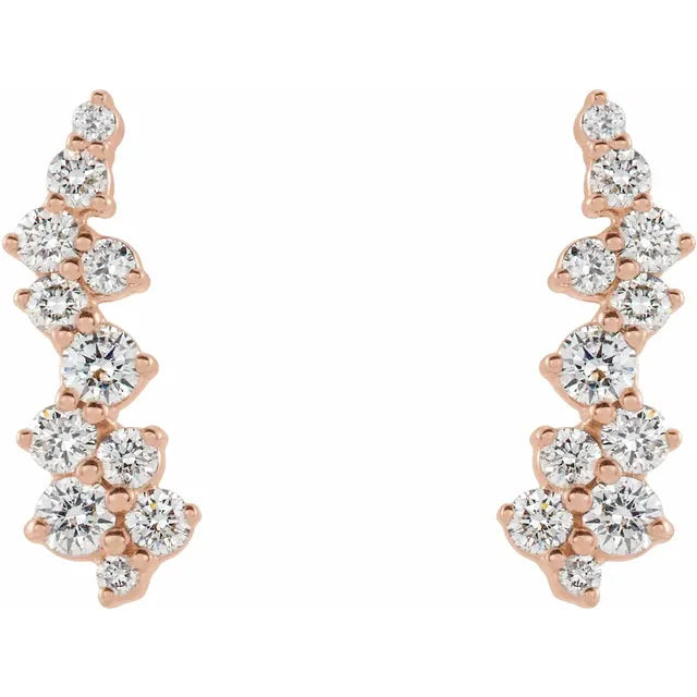 14K 1/3 CTW Natural Diamond Ear Climbers