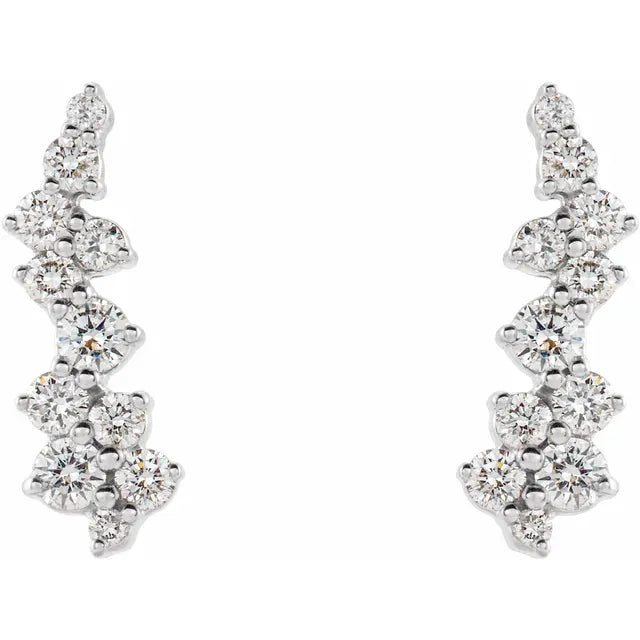 14K 1/3 CTW Natural Diamond Ear Climbers