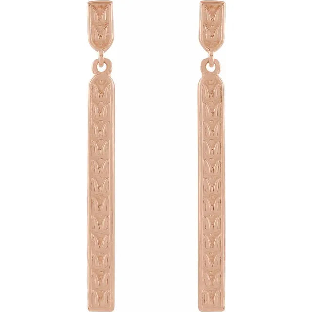 14K Sculptural Bar Earrings