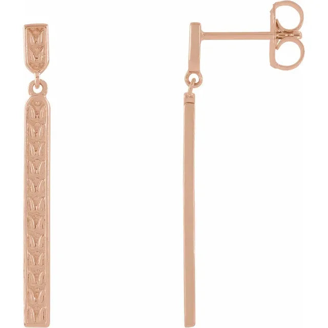 14K Sculptural Bar Earrings