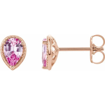 14K Natural Pink Sapphire Earrings
