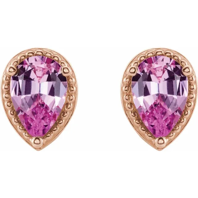 14K Natural Pink Sapphire Earrings