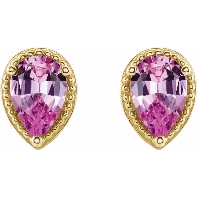 14K Natural Pink Sapphire Earrings