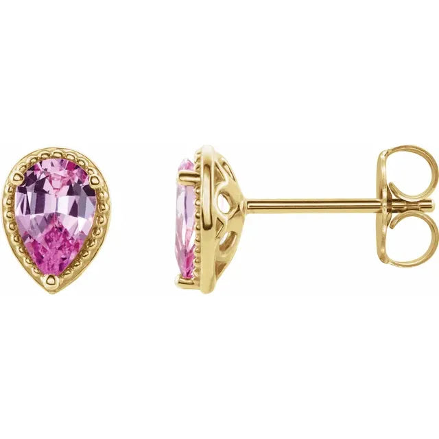 14K Natural Pink Sapphire Earrings