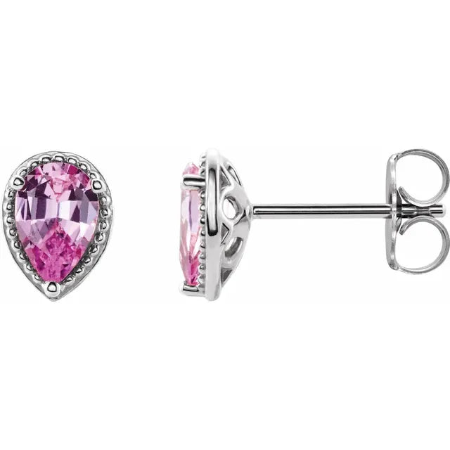 14K Natural Pink Sapphire Earrings