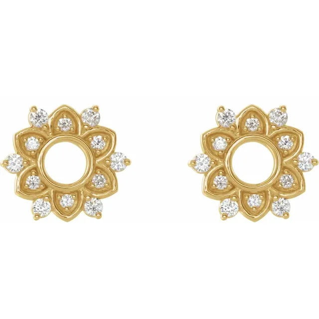 Diamond Open Sun Stud Earrings