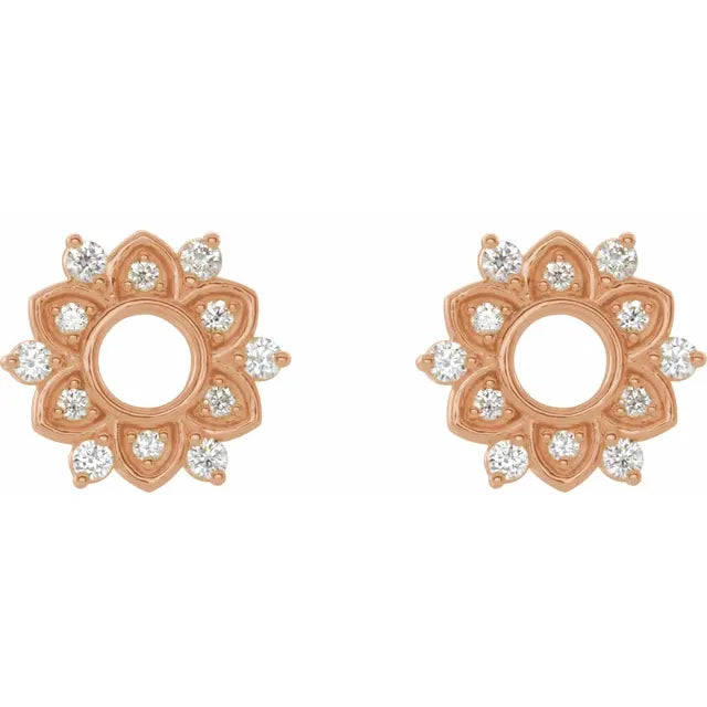 Diamond Open Sun Stud Earrings
