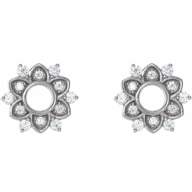 Diamond Open Sun Stud Earrings