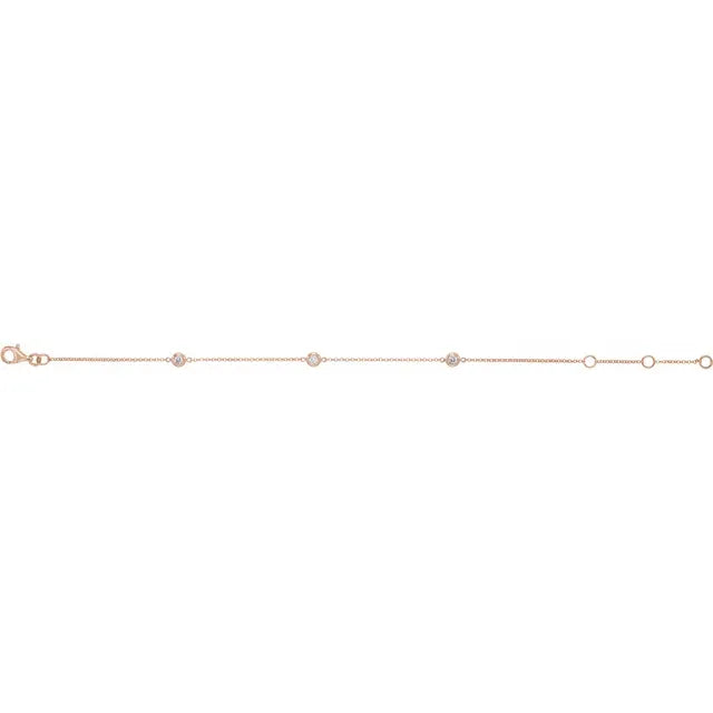 Bezel Set Natural Diamond 3 Station Bracelet 1/6CTW