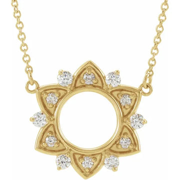 Diamond Open Sun Pendant Necklace 1/3CTW 18 Inches