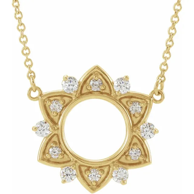 Diamond Open Sun Pendant Necklace 1/3CTW 18 Inches