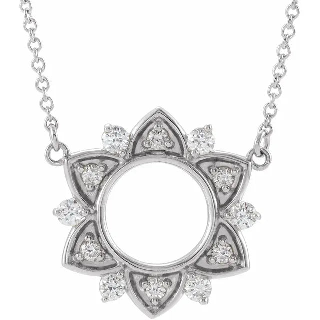 Diamond Open Sun Pendant Necklace 1/3CTW 18 Inches