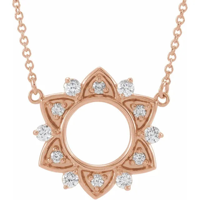 Diamond Open Sun Pendant Necklace 1/3CTW 18 Inches
