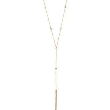 Diamond Bezel Set Station Drop Bar Necklace 1/3CTW 15-17 Inches