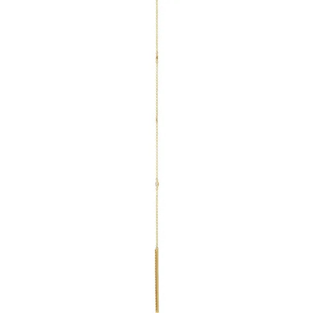 Diamond Bezel Set Station Drop Bar Necklace 1/3CTW 15-17 Inches