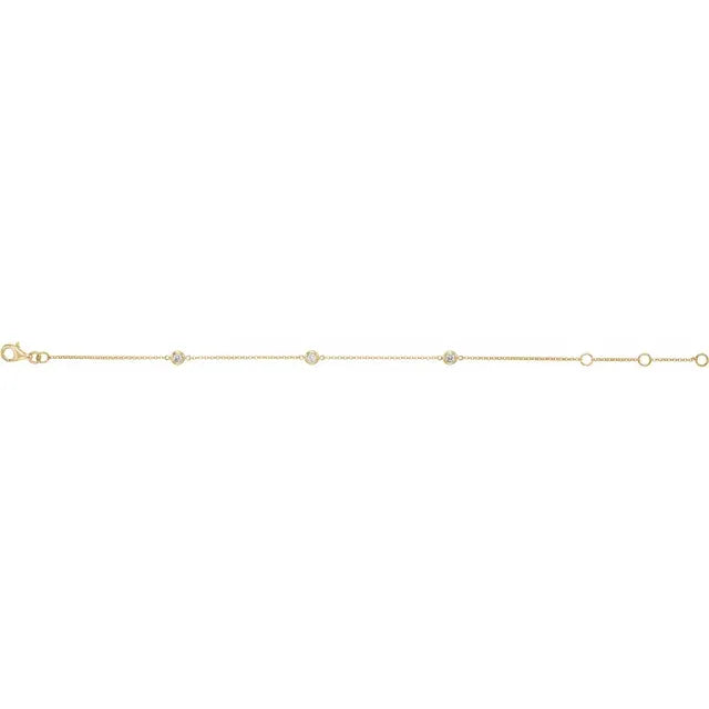 Bezel Set Natural Diamond 3 Station Bracelet 1/6CTW