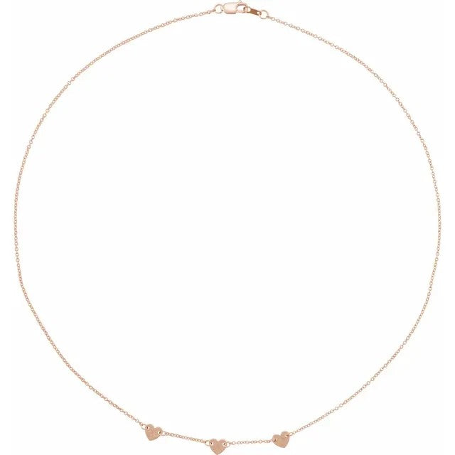 Heart Station Pendant Necklace 16 Inches