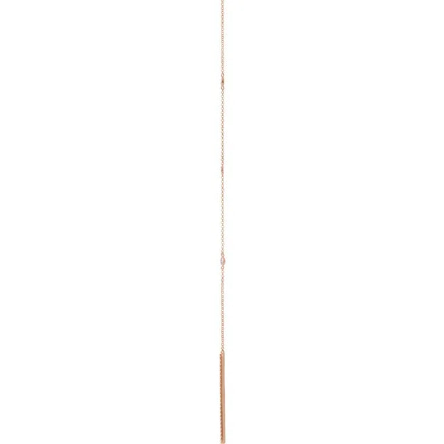 Diamond Bezel Set Station Drop Bar Necklace 1/3CTW 15-17 Inches