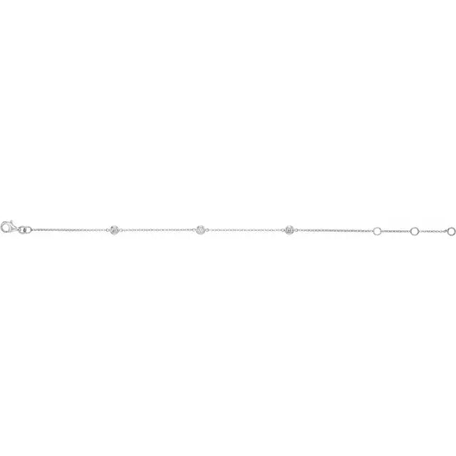 Bezel Set Natural Diamond 3 Station Bracelet 1/6CTW