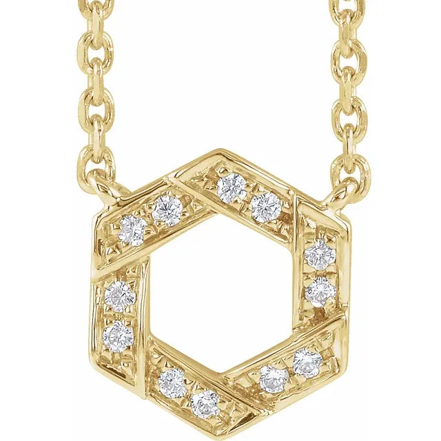 14K .06 CTW Natural Diamond Geometric 16-18" Necklace