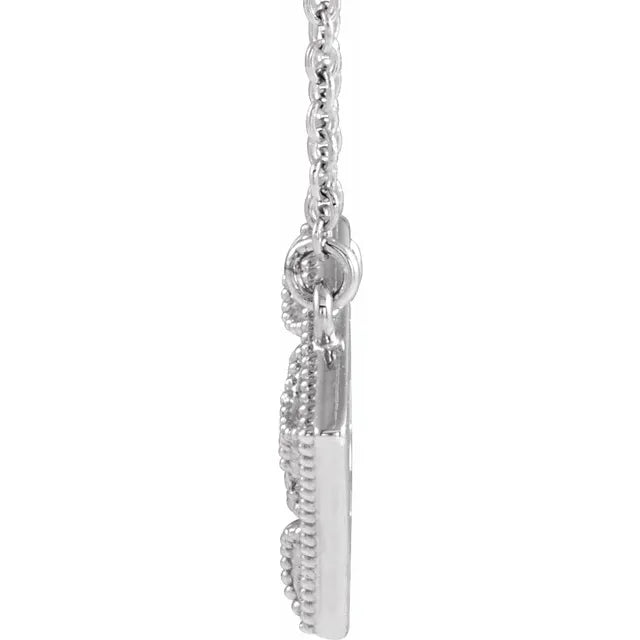 Milgrain Diamond Shaped Openwork Pendant Necklace 18 Inches