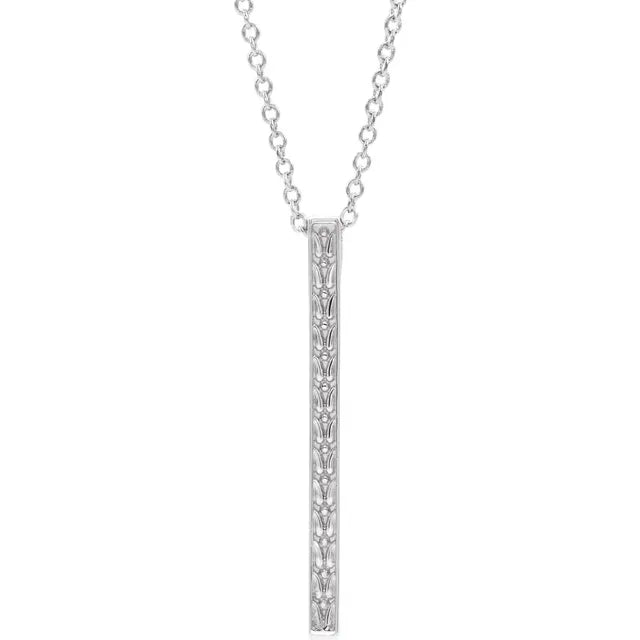 Vintage Sculptural Texture Bar Drop Pendant Necklace 16-18 Inches