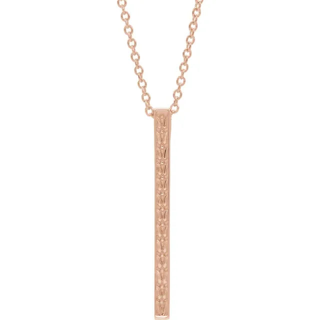 Vintage Sculptural Texture Bar Drop Pendant Necklace 16-18 Inches