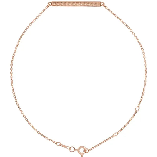 14K Patterned Bar Bracelet