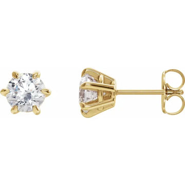 14K 4 mm Round 6-Prong Claw Earring Mounting