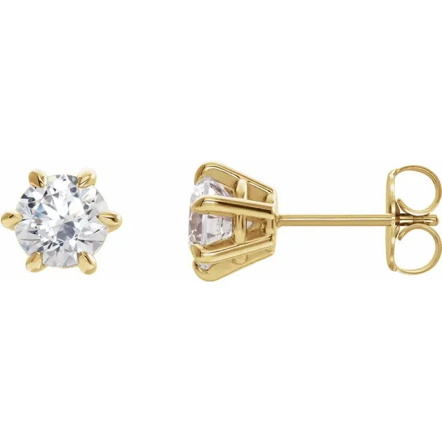 14K 4 mm Round 6-Prong Claw Earring Mounting