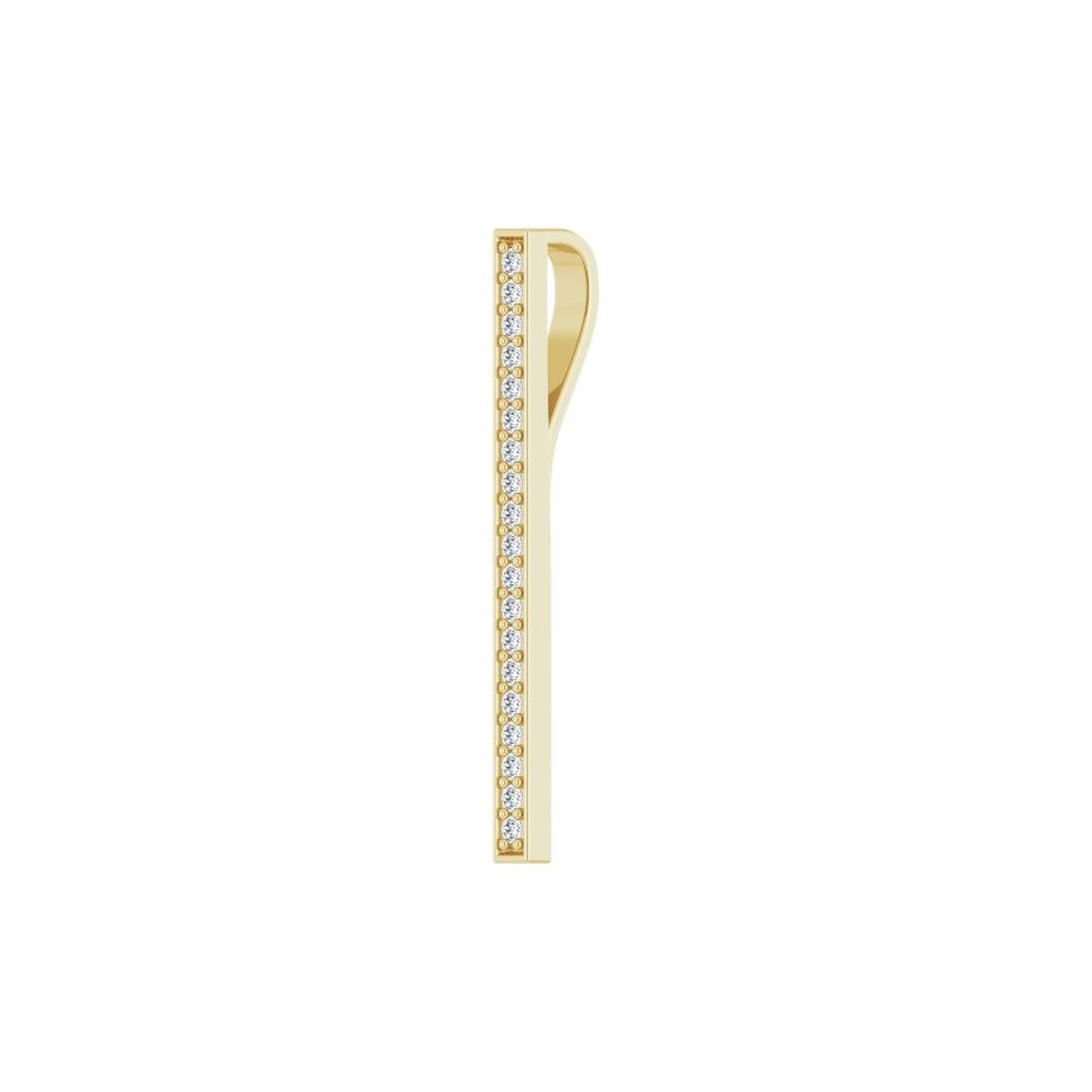 14K Yellow Gold 1/5 CTW Natural Diamond Vertical Bar Pendant – Modern Minimalist Elegance