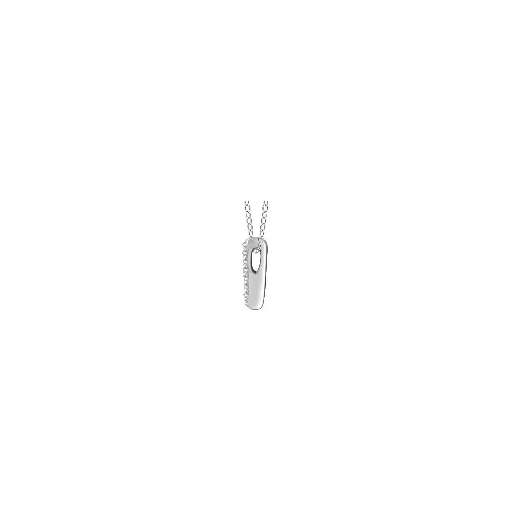 14K White Gold .05 CTW Natural Diamond Mini Bar Necklace – 16–18" Adjustable Cable Chain