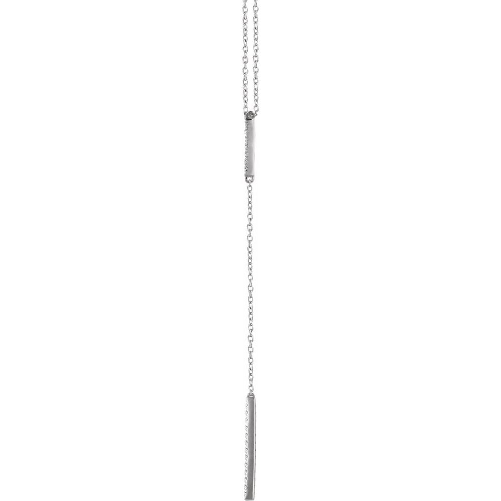 14K White Gold Diamond Bar Y Necklace – 1/5 CTW, Adjustable 16–18"
