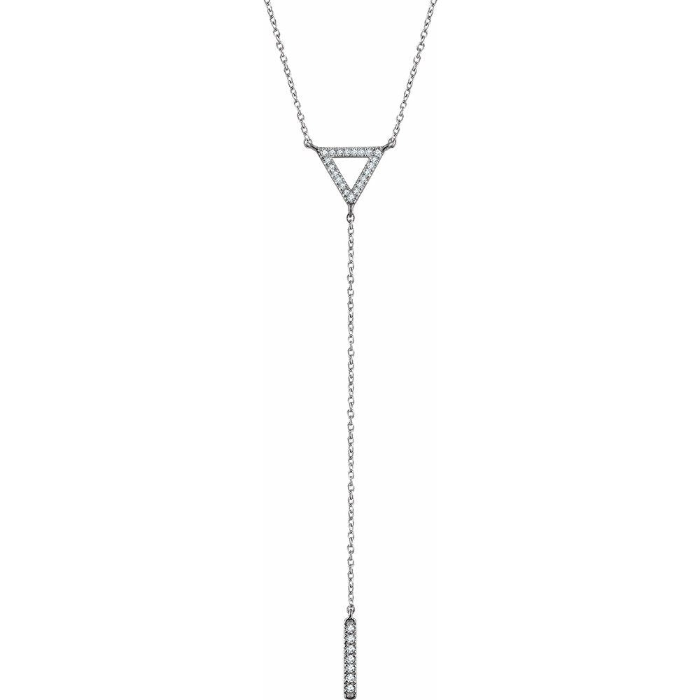 14K White 1/6 CTW Natural Diamond Triangle & Bar 16-18" Y Necklace