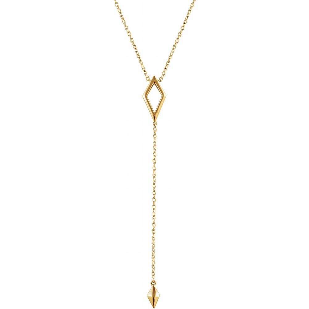 14K Yellow Gold Polished Geometric Y Necklace – Adjustable 16–18"