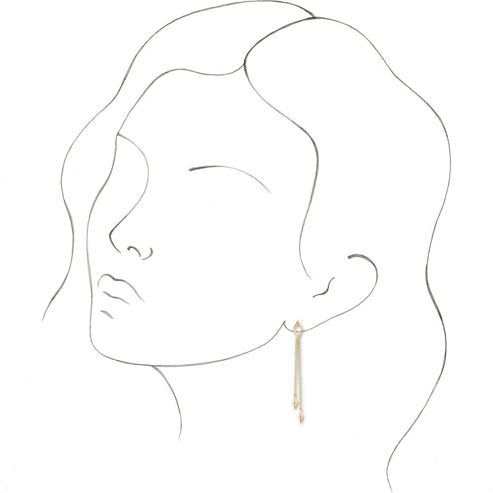 14K White Gold Geometric Open Kite Chain Dangle Earrings