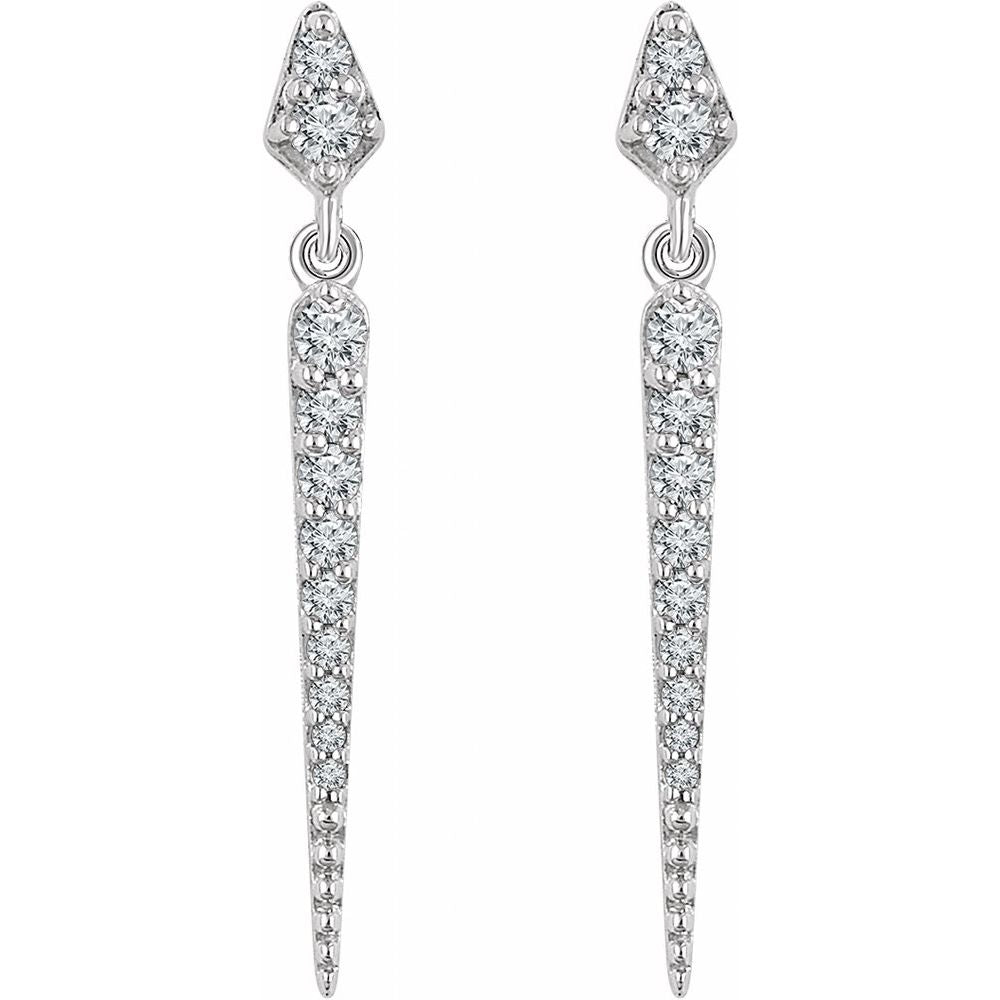 14K White Gold 1/4 CTW Natural Diamond Spike Drop Earrings