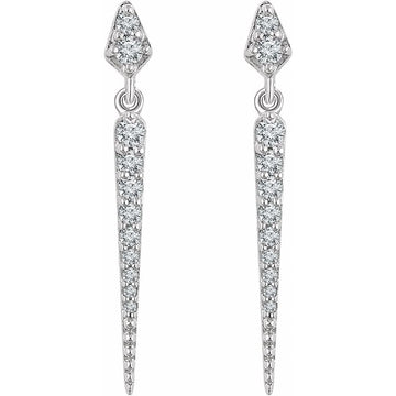 14K White Gold 1/4 CTW Natural Diamond Spike Drop Earrings