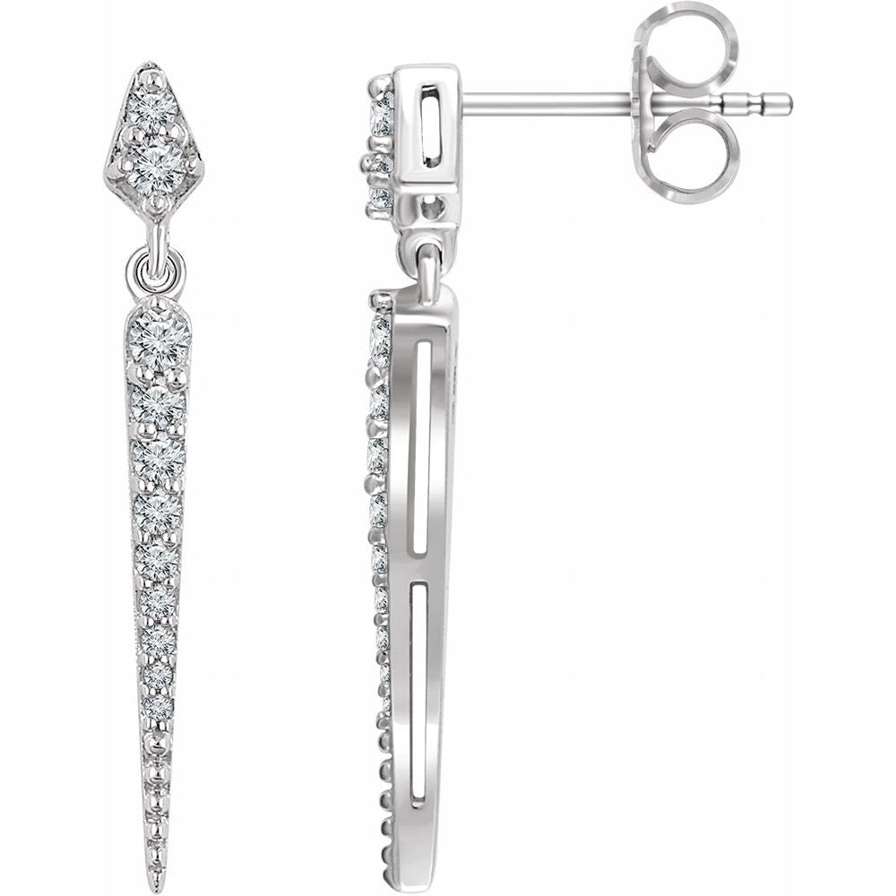 14K White Gold 1/4 CTW Natural Diamond Spike Drop Earrings