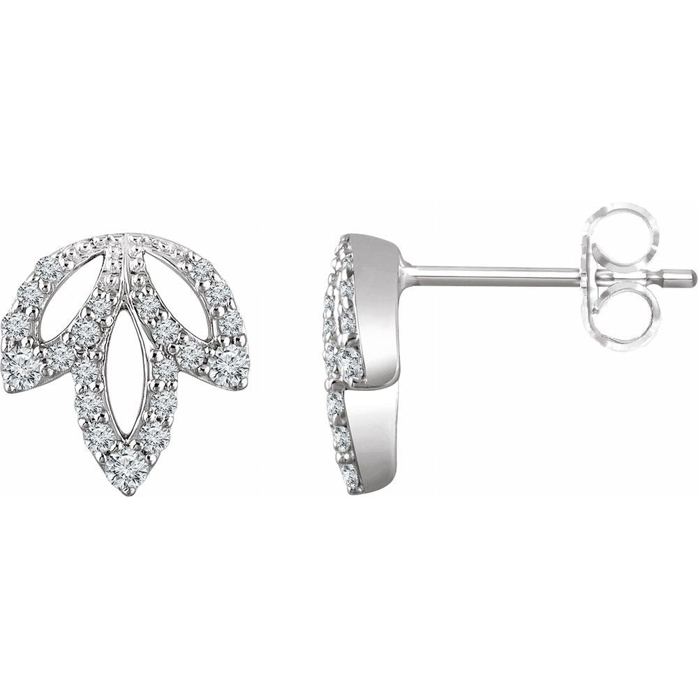 14K White Gold 1/4 CTW Natural Diamond Leaf Earrings
