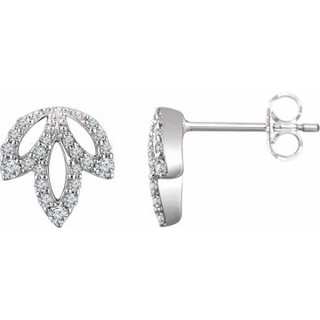 14K White Gold 1/4 CTW Natural Diamond Leaf Earrings