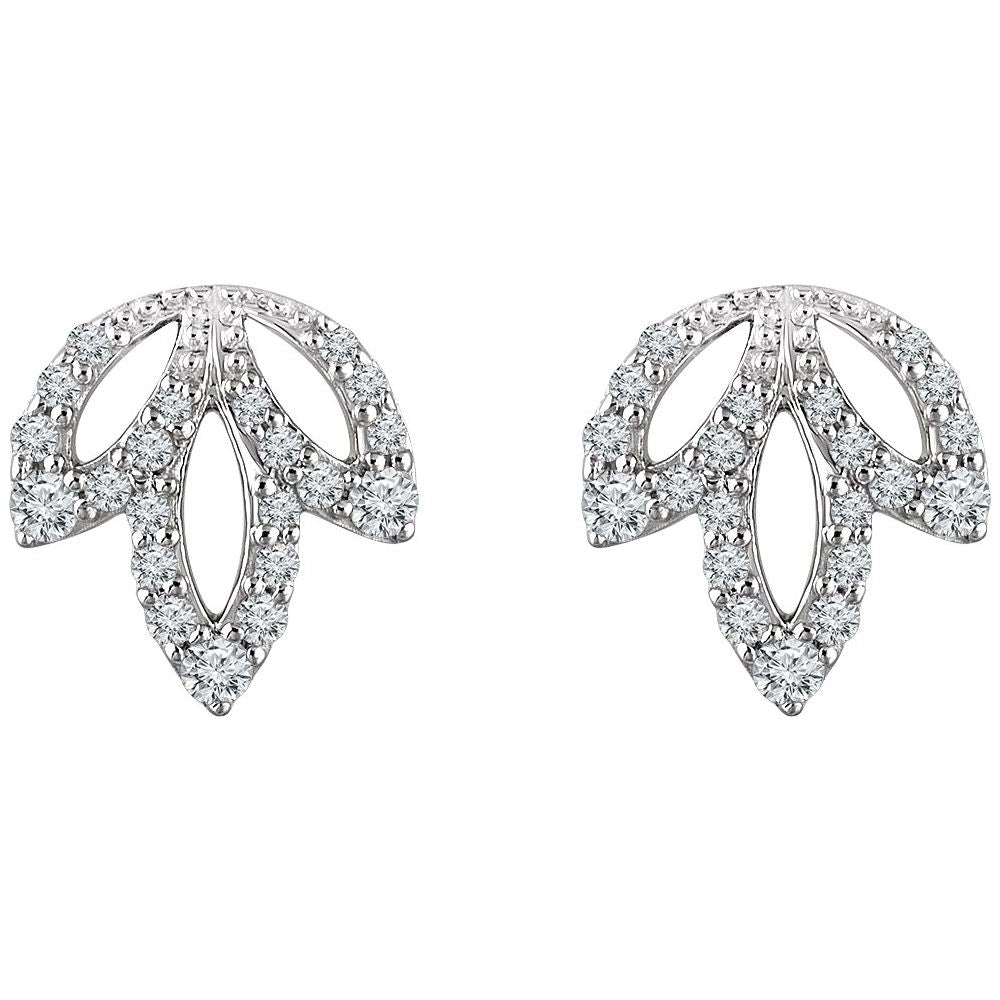 14K White Gold 1/4 CTW Natural Diamond Leaf Earrings