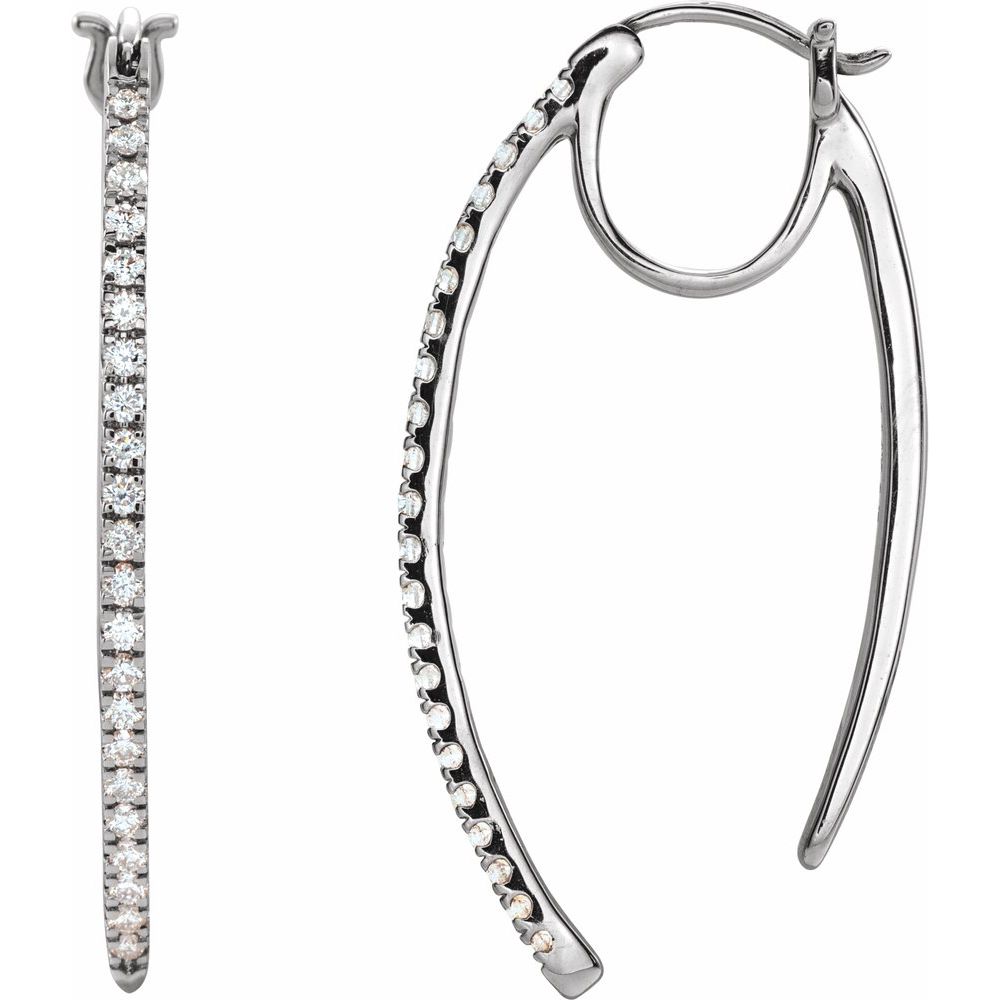14K White Gold 1/2 CTW Natural Diamond Large Hoop Earrings – 36 mm