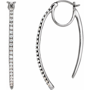 14K White Gold 1/2 CTW Natural Diamond Large Hoop Earrings – 36 mm