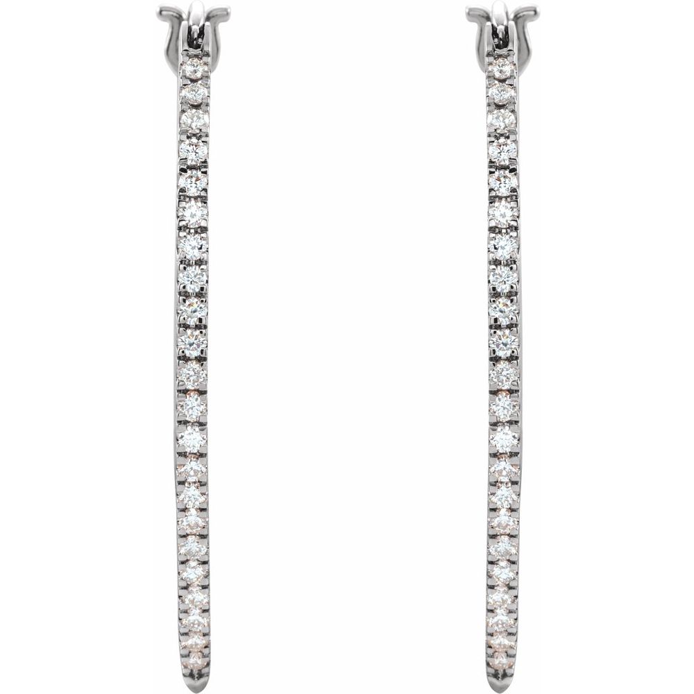 14K White Gold 1/2 CTW Natural Diamond Large Hoop Earrings – 36 mm